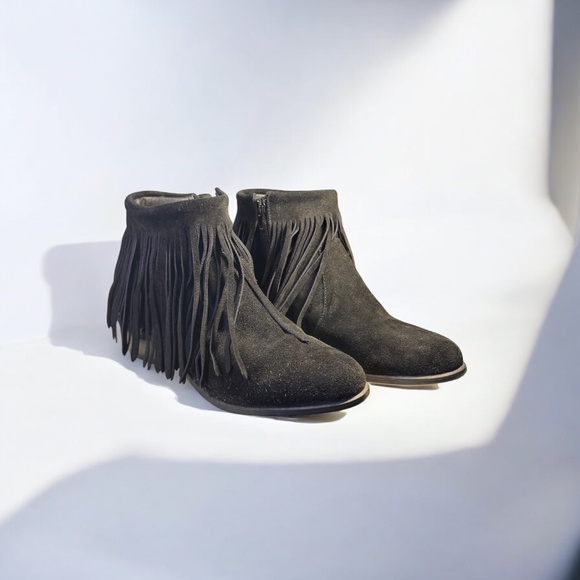 Steve Madden Suede Fringe Ankle Boots | Black Leather Suede Booties | Women’s 7M - Picture 7 of 10
